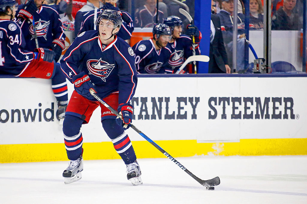 Zach Werenski of the Columbus Blue Jackets controls the puck | Kirk Irwin/Getty Images