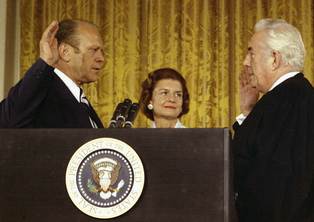 Gerald Ford is sworn in as President of the Unites States.