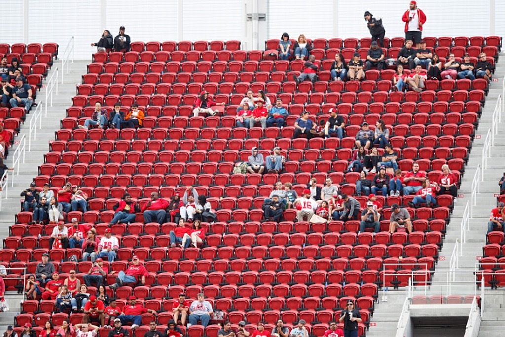 A view of the stands show empty seats at the San Francisco 49ers' Levi's Stadium | Jason O. Watson/Getty Images