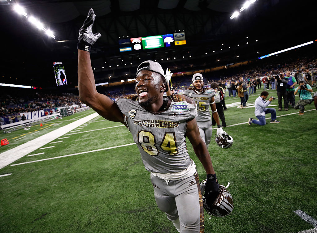 Corey Davis #84 of the Western Michigan Broncos