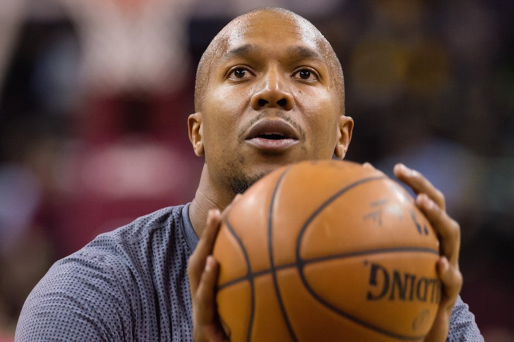 David West warms up.