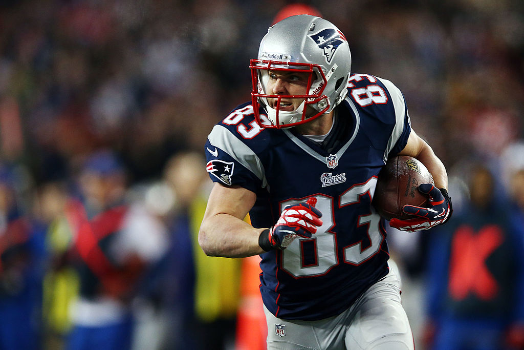 Wes Welker of the New England Patriots runs with the ball against the Houston Texans.