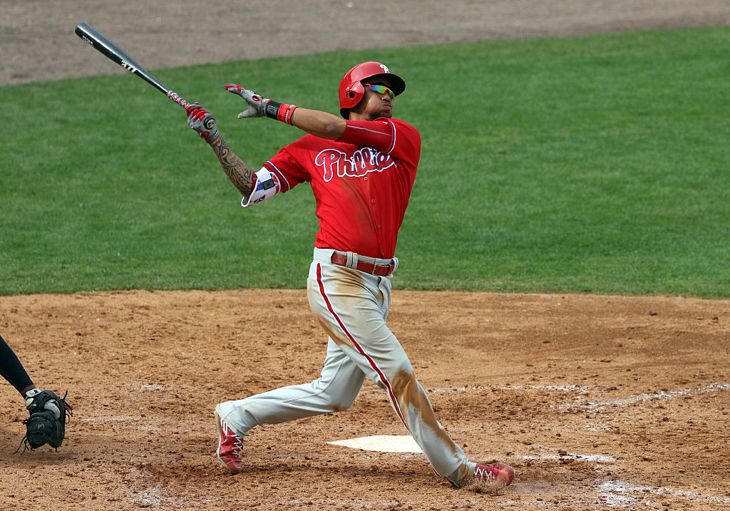 J.P. Crawford in action during a spring training game against the New York Yankees