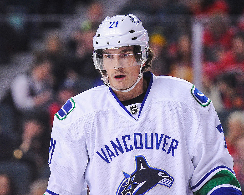 Loui Eriksson of the Vancouver Canucks in action against the Calgary Flames.