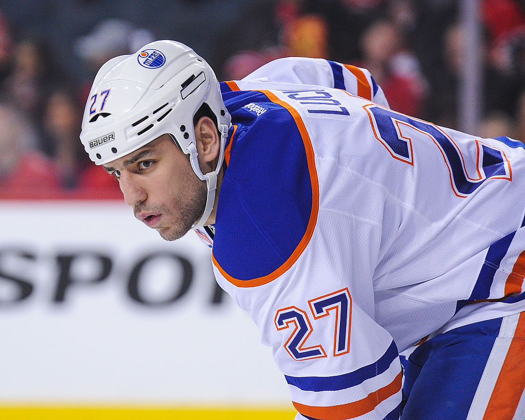 Milan Lucic of the Edmonton Oilers in action against the Calgary Flames.