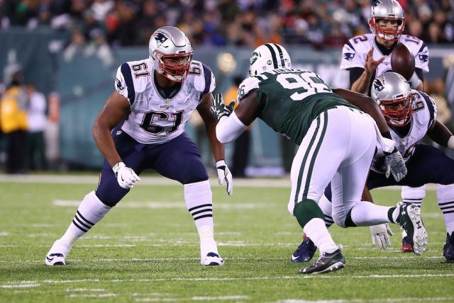 Marcus Cannon faces off against a New York Jet.