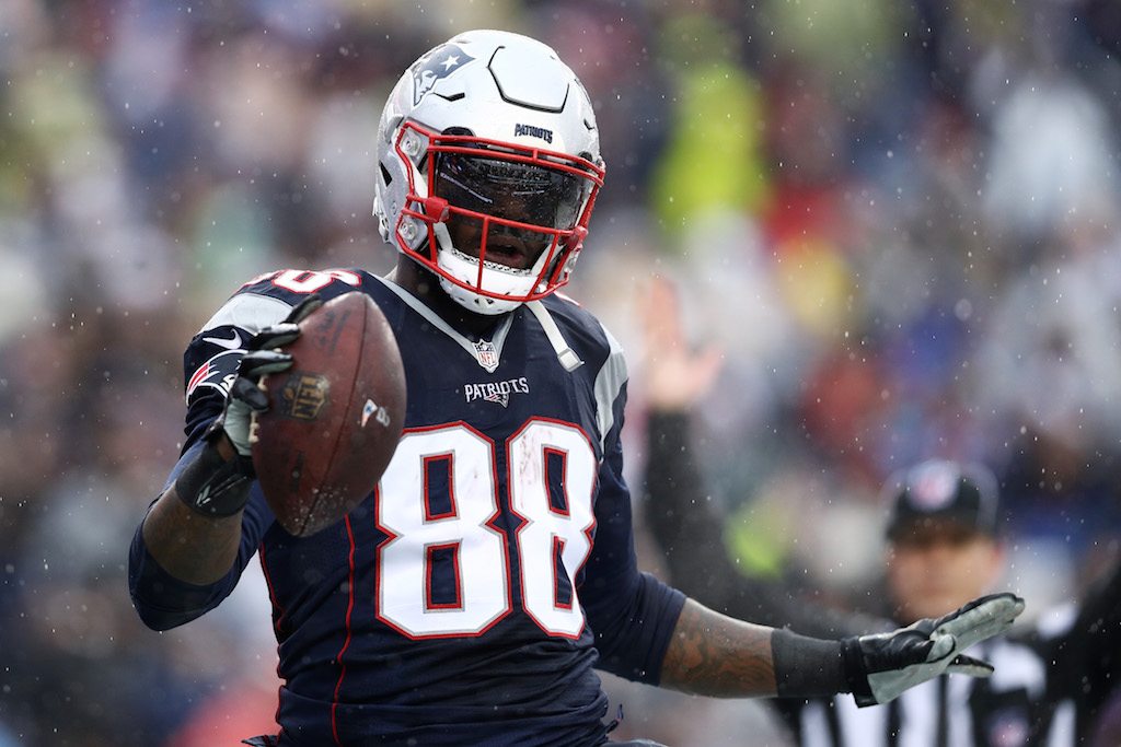 New England's Martellus Bennett can't help but celebrate | Maddie Meyer/Getty Images