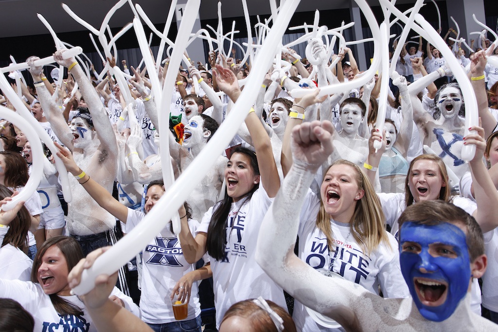 Xavier fans create a whiteout for their team.