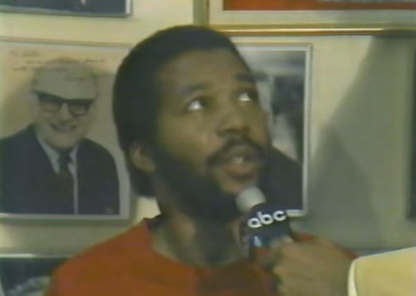 Darryl Stingley speaks with the media after a game.