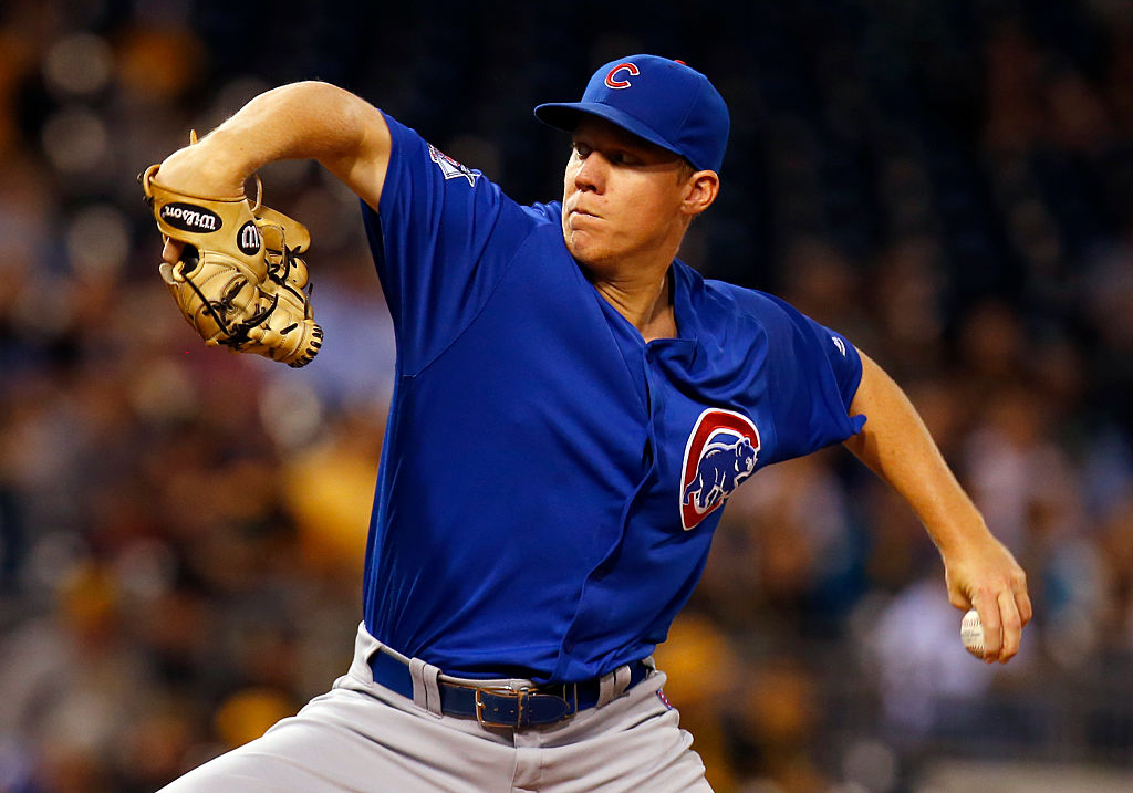 Rob Zastryzny of the Chicago Cubs pitches in the first inning during the game against the Pittsburgh Pirates