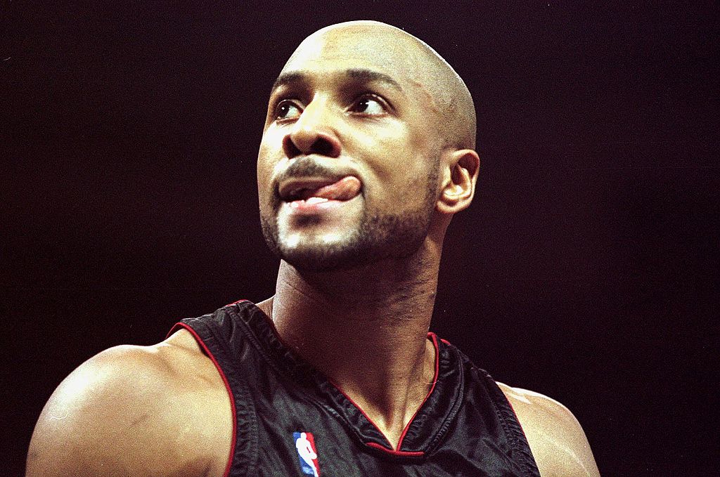 Miami Heat center Alonzo Mourning reacts to a foul called against him.