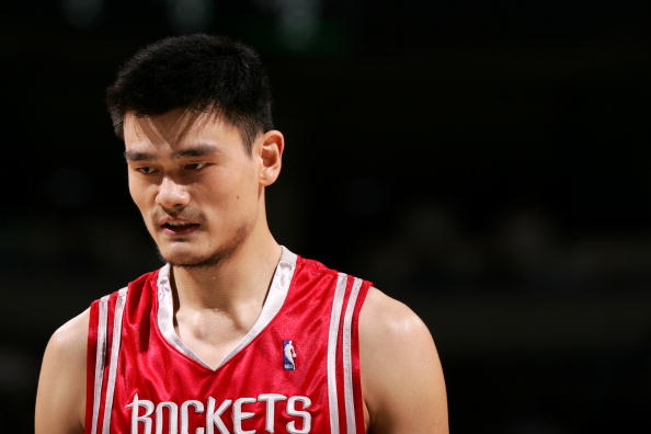 Yao Ming of the Houston Rockets is on the court during a game against the Milwaukee Bucks.