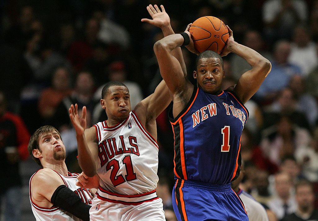 Steve Francis of the New York Knicks looks to pass.