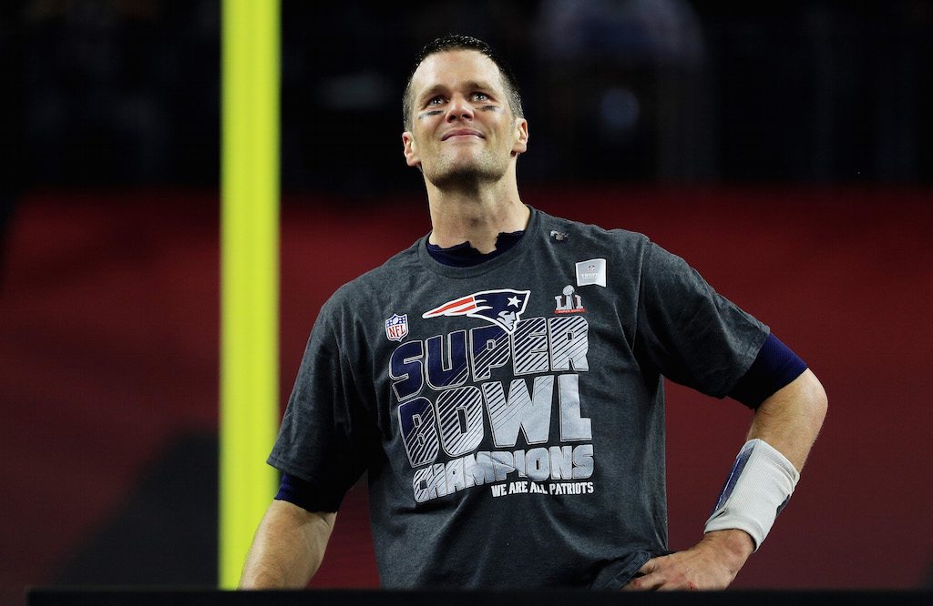 Tom Brady smiles after winning Super Bowl 51.