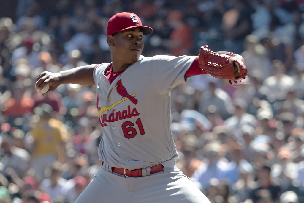 Alex Reyes pitches for the Cardinals.