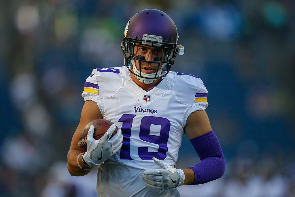 Wide receiver Adam Thielen of the Minnesota Vikings warms up prior to a game.