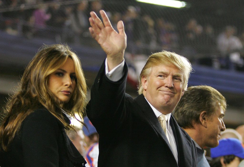 Donald Trump attends a Mets playoff game.