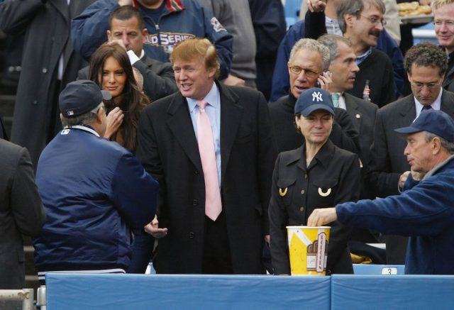 Donald Trump attends a Yankees game.
