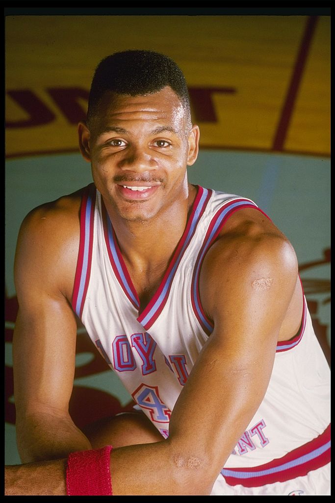 Forward Hank Gathers of the Loyola-Marymount Lions poses for a picture.