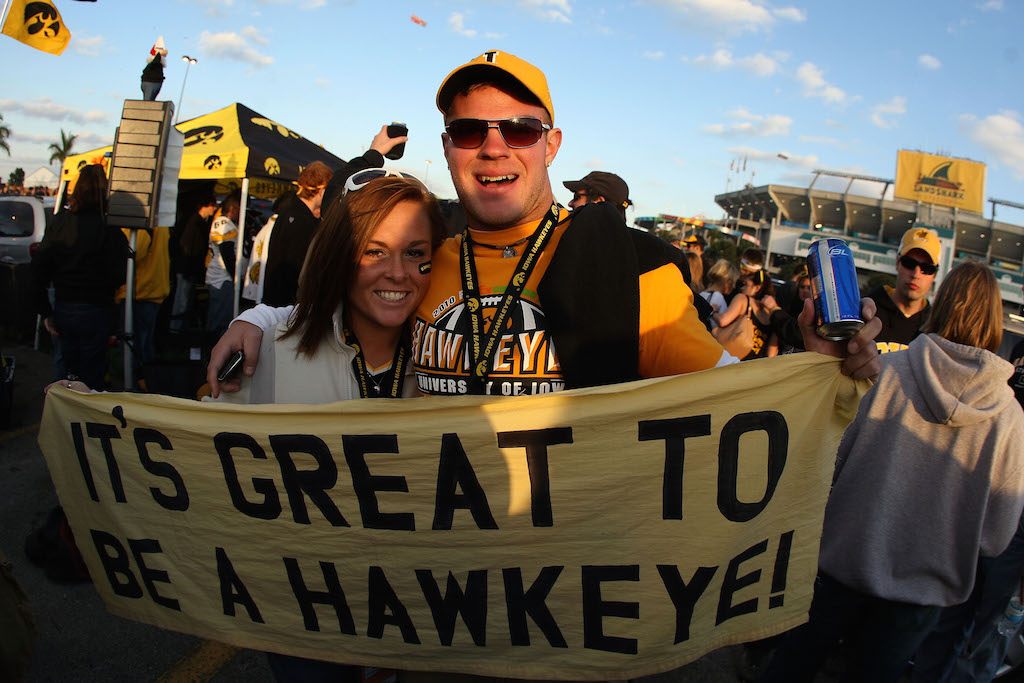 Iowa fans hold up a sign of support.