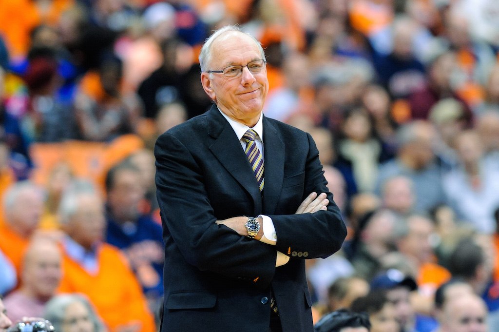 Jim Boeheim reacts to a call.