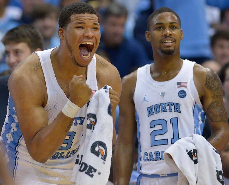 The Tar Heels cheer on their teammates.