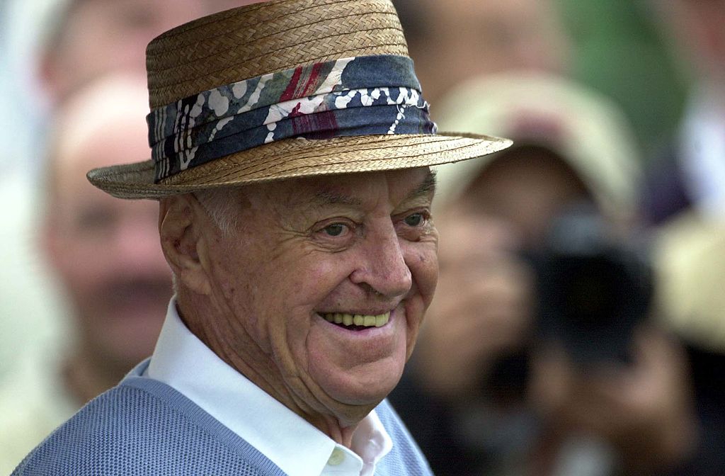 Sam Snead smiles on the first day of the 2001 Masters.