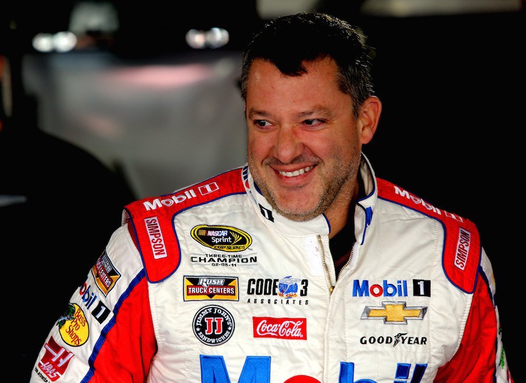 Tony Stewart looks on during practice.