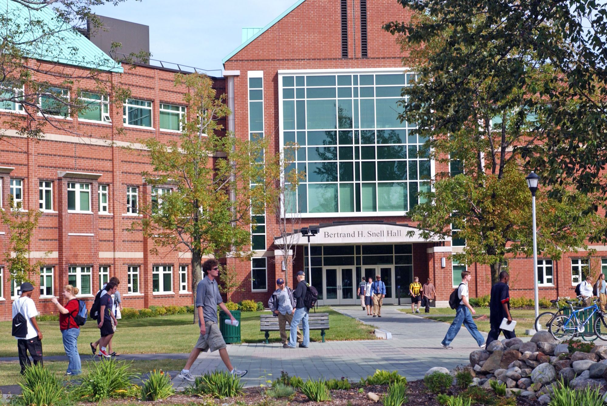 Students on campus at Clarkson University