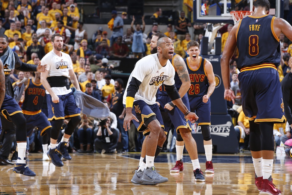 Cleveland Cavaliers players celebrate one of the most massive comebacks in NBA Playoff history.
