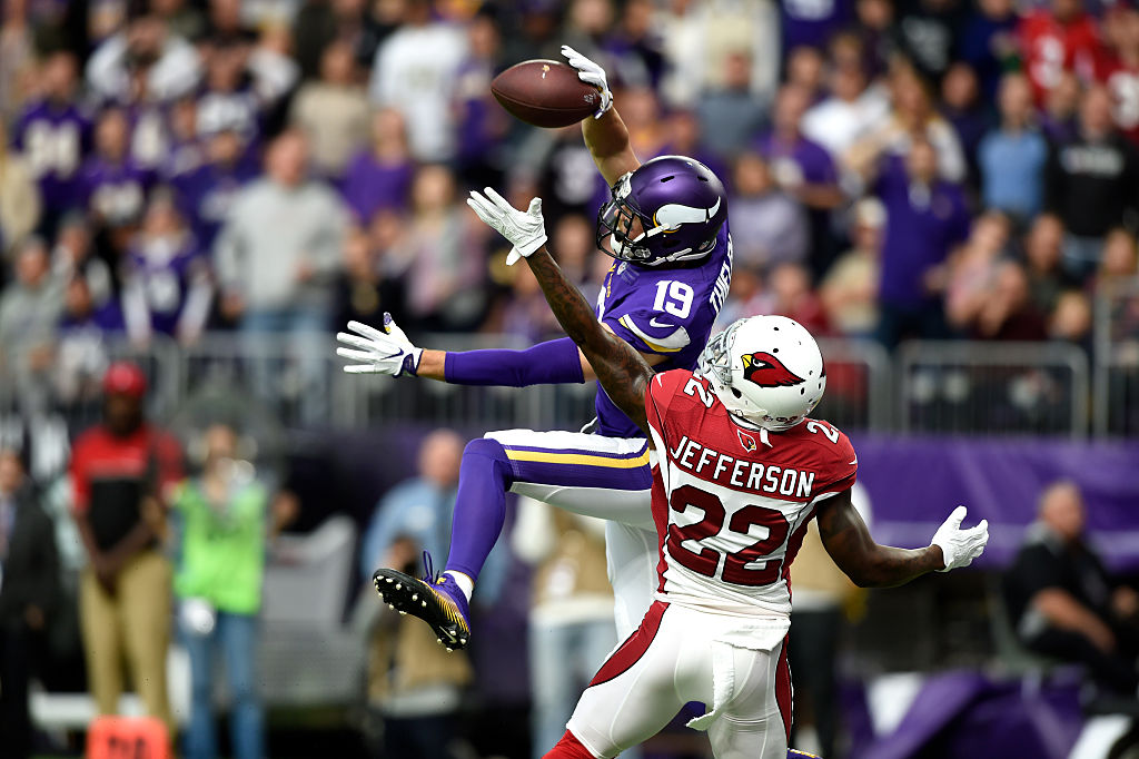 Tony Jefferson defends against the Minnesota Vikings