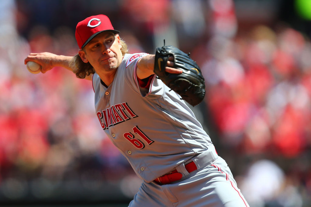 Bronson Arroyo pitches for the Reds.