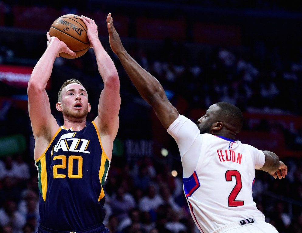 Gordon Hayward puts up a jumper.