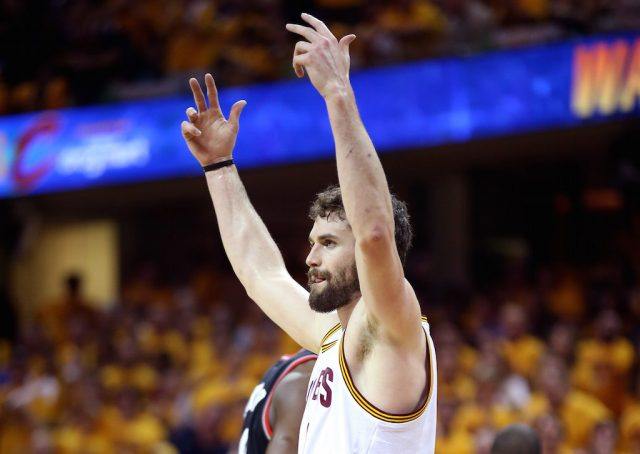 Kevin Love gets the crowd into it.
