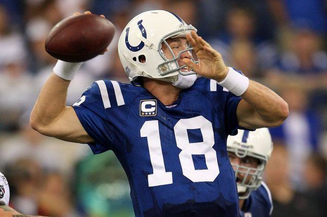 Peyton Manning of the Indianapolis Colts throws a pass