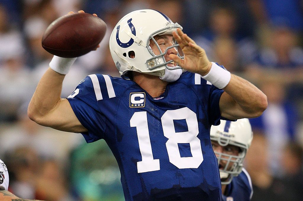 Peyton Manning of the Indianapolis Colts throws a pass