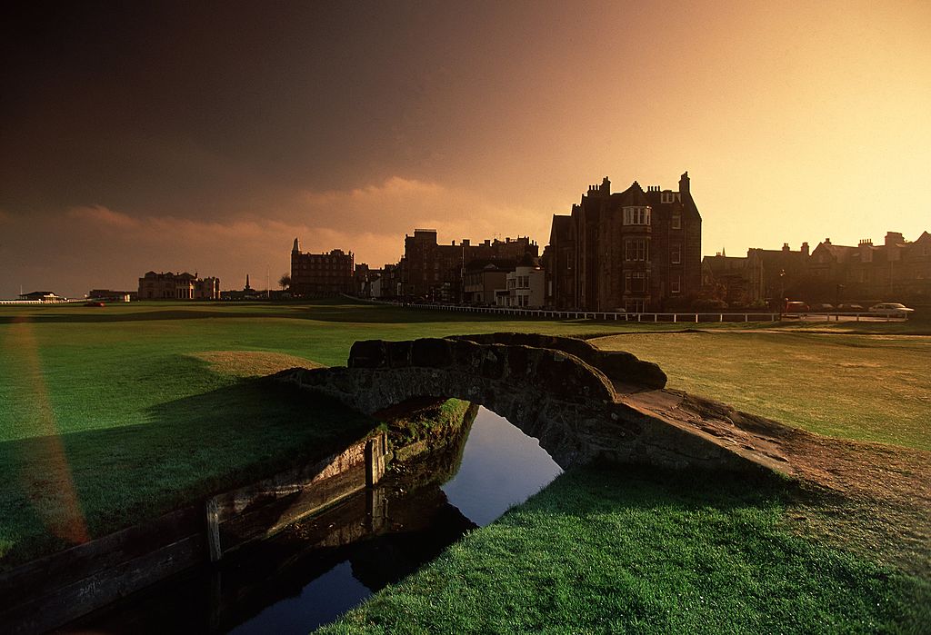 General view of the Swilken Bridge on the 18th hole of the Old Course