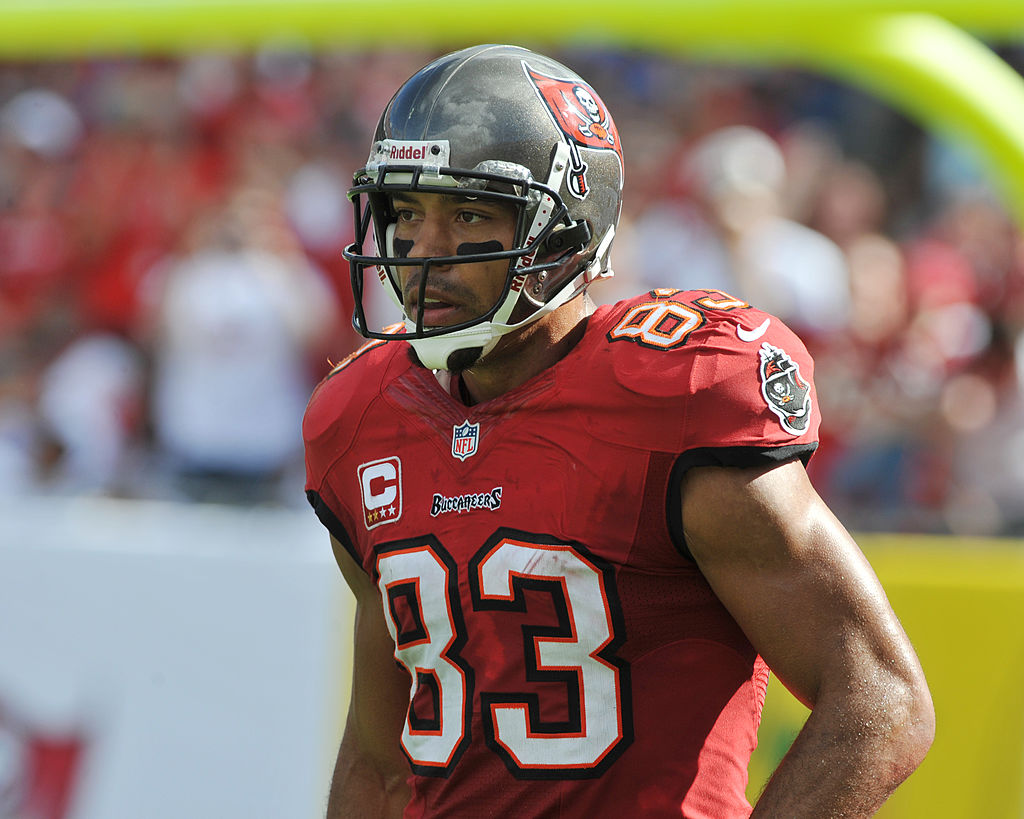 Vincent Jackson #83 of the Tampa Bay Buccaneers runs to the bench after an end zone catch.
