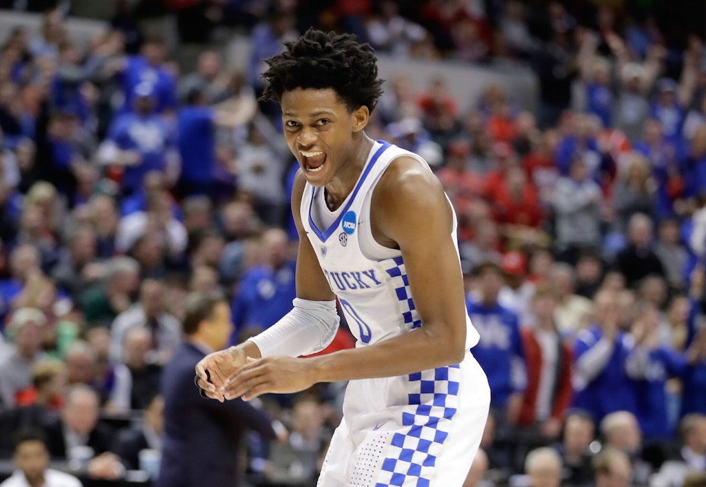 De'Aaron Fox celebrates during the NCAA tournament.