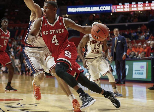 Dennis Smith drives to the bucket.