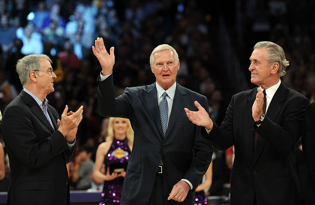 The Lakers celebrate their 1972 championship team.