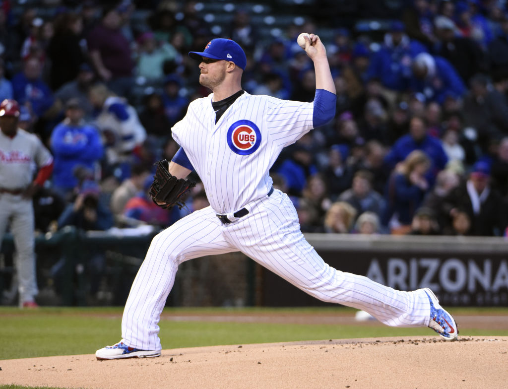 Jon Lester pitches for the Chicago Cubs.