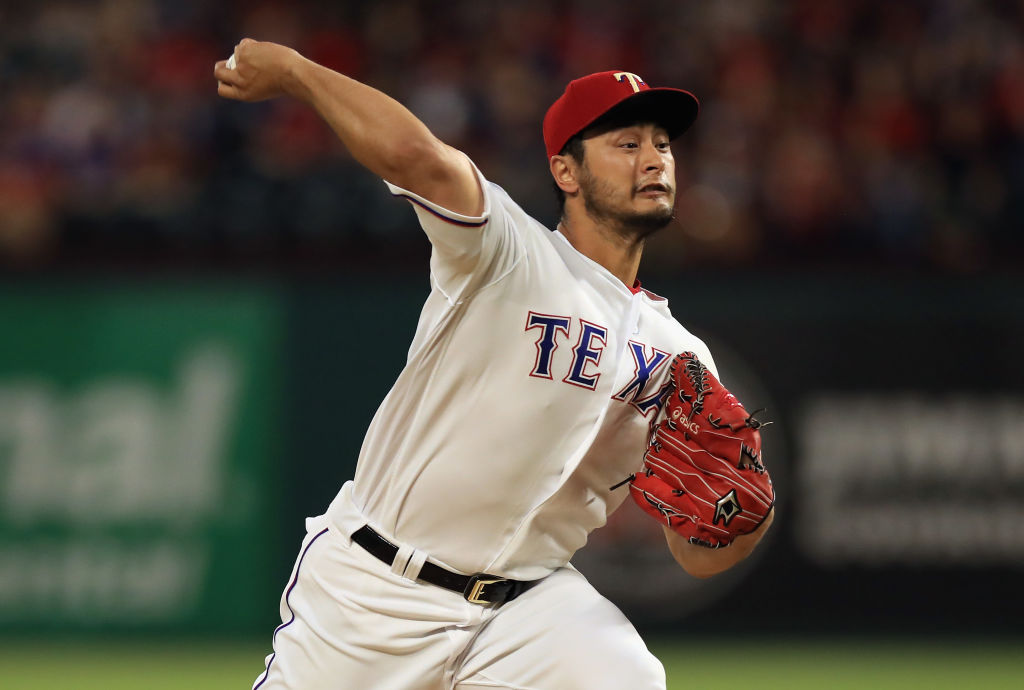 Yu Darvish pitches for the Texas Rangers.