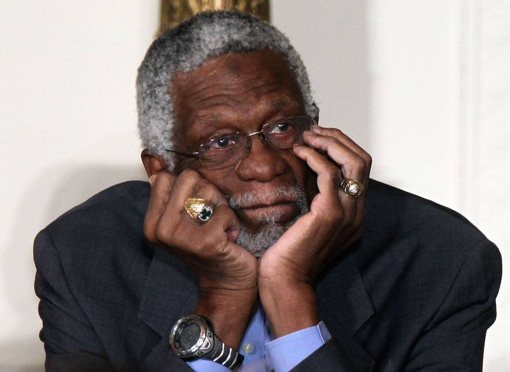 Bill Russell listens during the 2010 Medal of Freedom presentation ceremony.