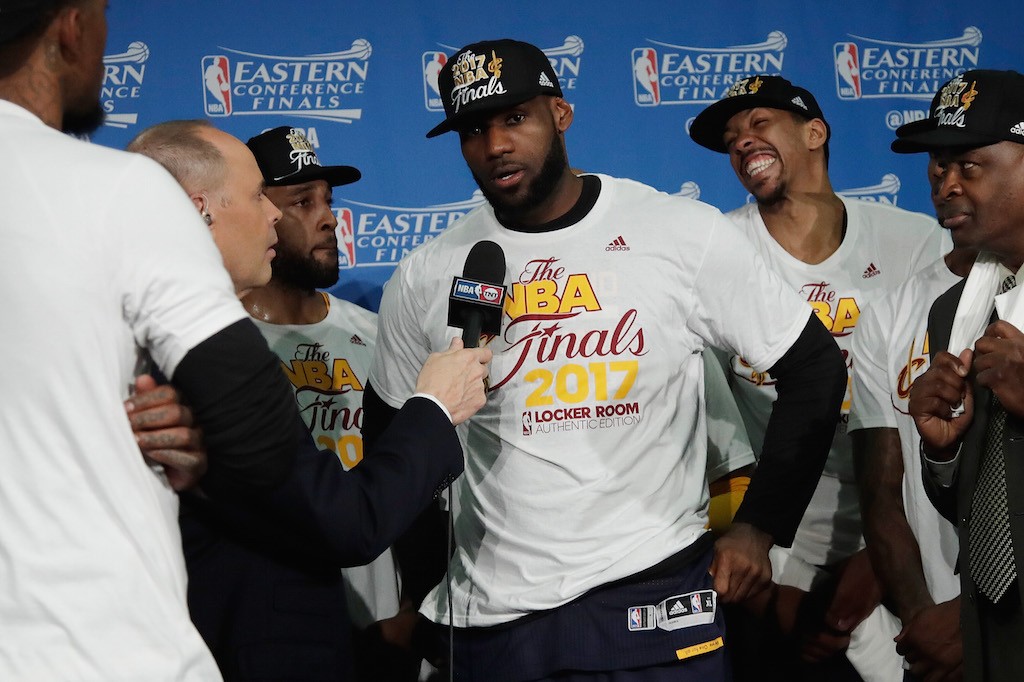 LeBron and the Cavs are interviewed after beating Boston in the ECF.