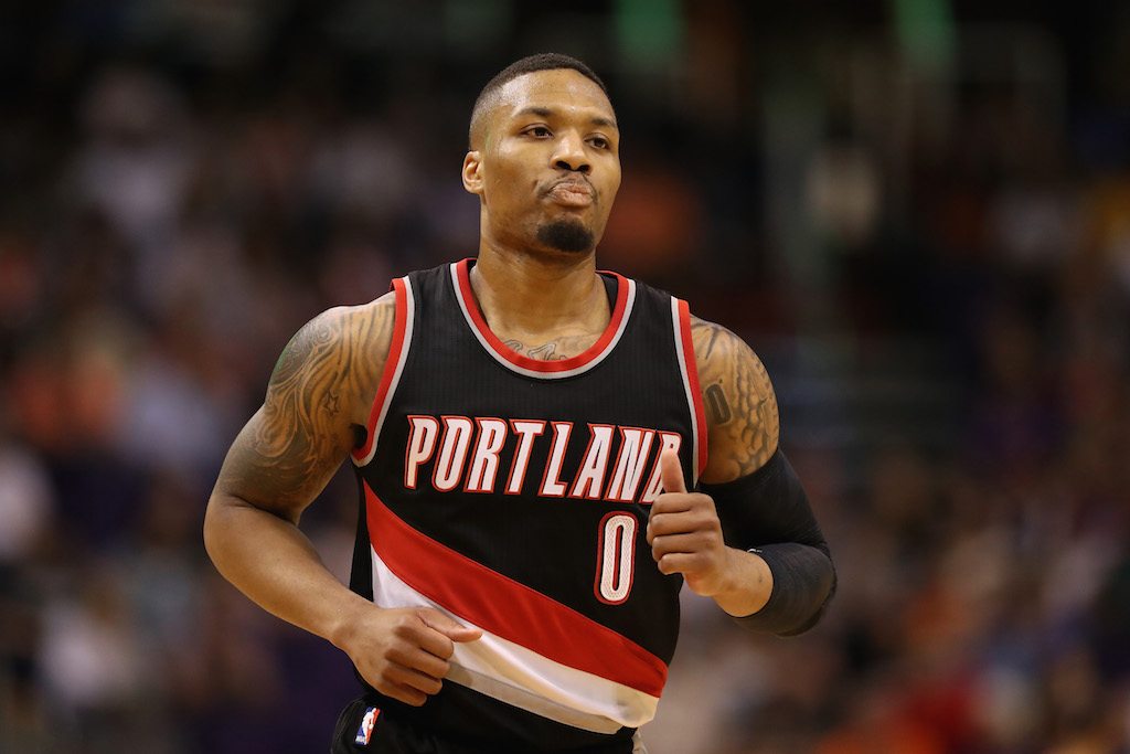 Damian Lillard plays during a game against the Suns.