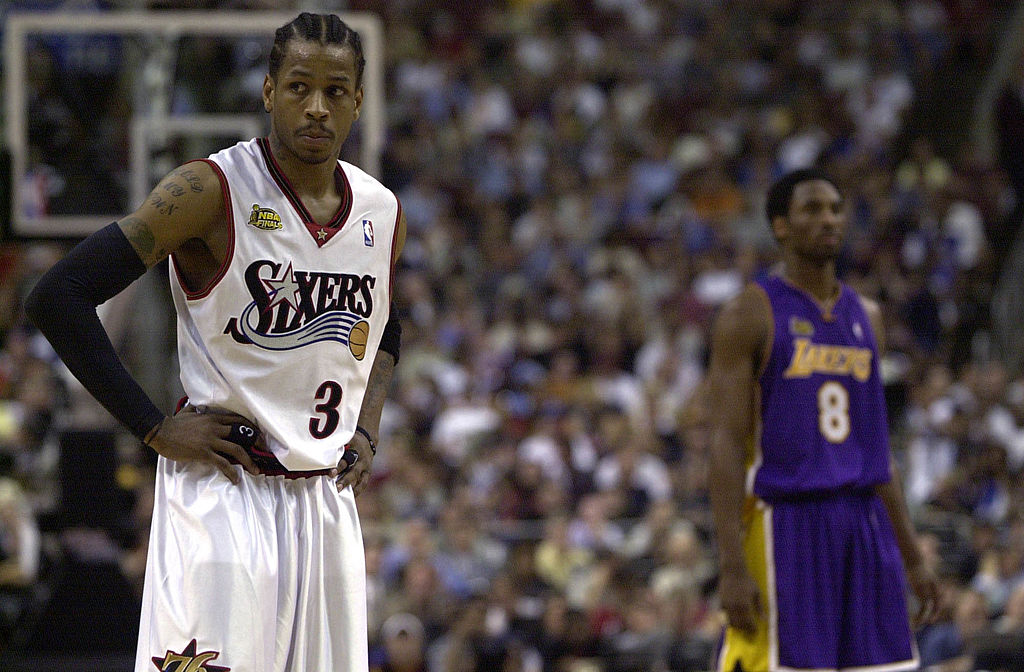 Allen Iverson faces off against the Lakers in the 2001 NBA Finals.