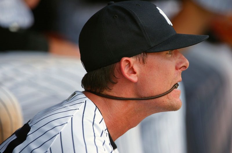 Reliever Tyler Clippard of the New York Yankees watches the bottom of the ninth inning.