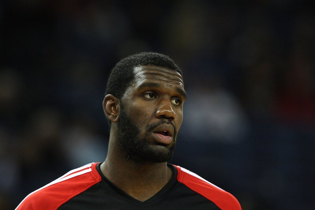 Greg Oden looks on during a game against the Warriors.