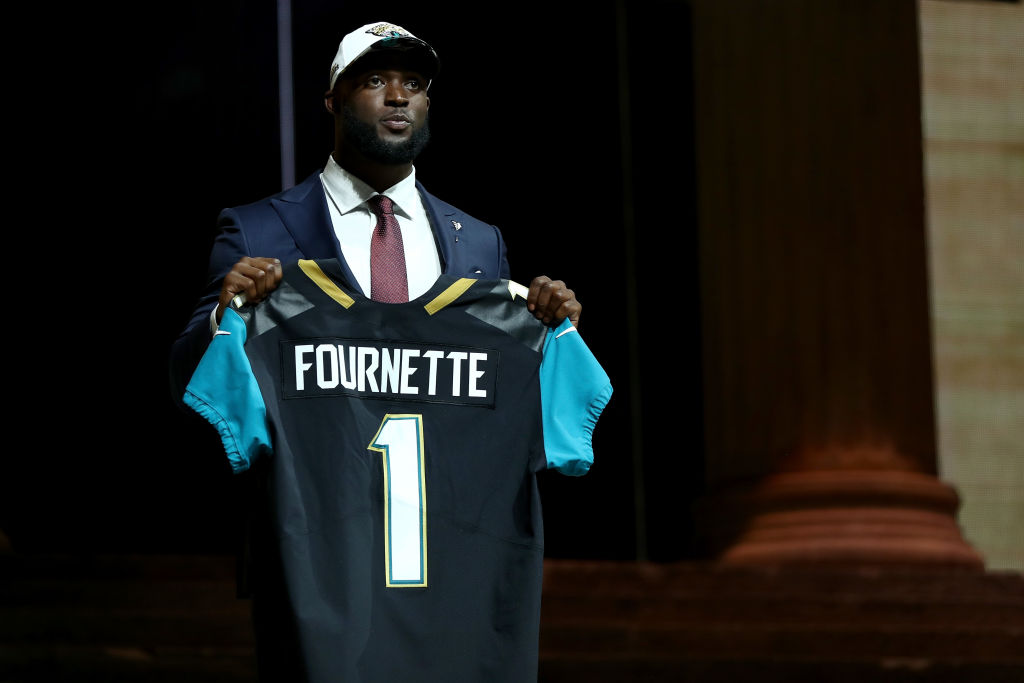 Leonard Fournette of LSU reacts after being picked No. 4 overall. 